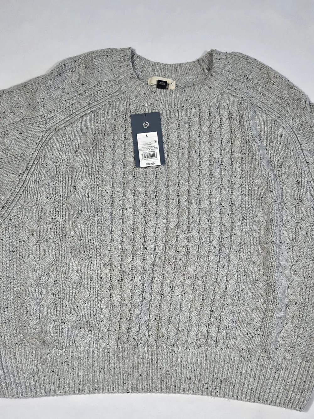 Universal Thread Gray Cable Knit Sweater Size L Chunky Crew Neck - Picture 2 of 8